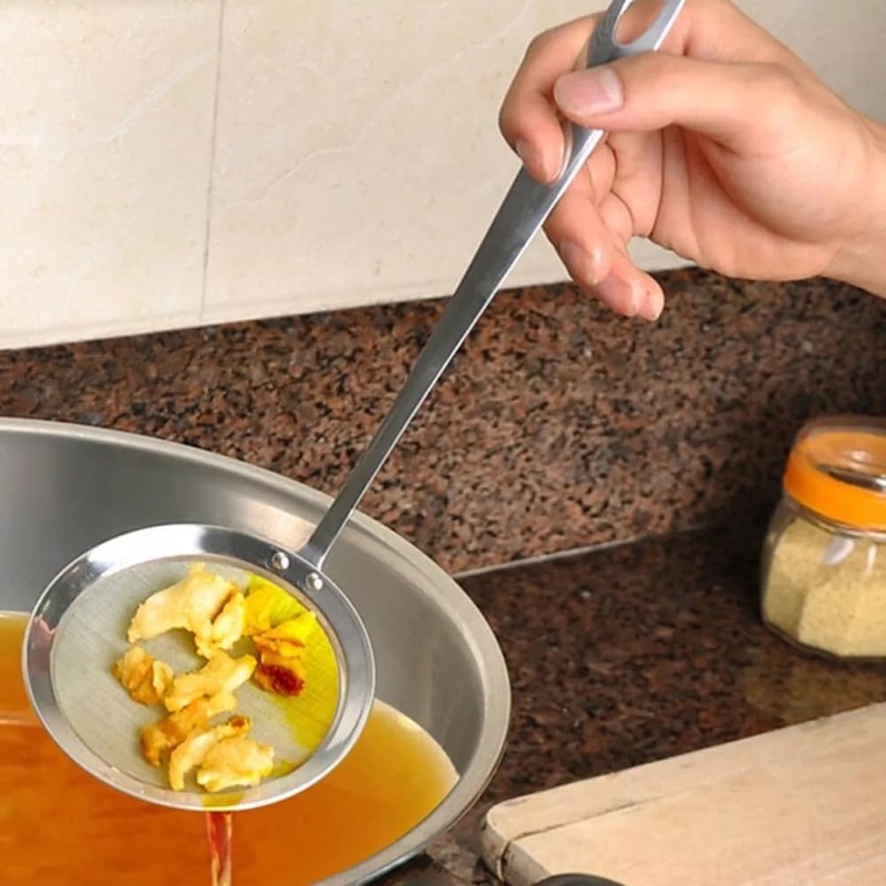 1 PC Stainless Steel Fat Skimmer Spoon, Fine Mesh Strainer