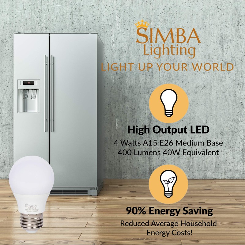 Simba Lighting LED A15 Refrigerator Light Bulbs (6-Pack) 4W 40W