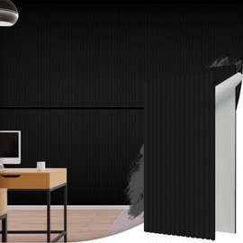 Woven Sound Acoustic Slat Wall Panels, 47.2x23.6x0.8 Inch, High Density, Sound Dampening, Decorative Noise Blocker Felt Wall Tiles for Ceilings, Home Office & Gaming Room (Black)