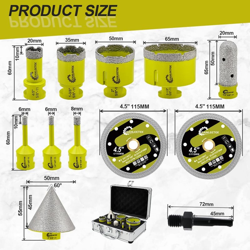 Tile Hole Saw Kit - Diamond Core Drill Bits Set
