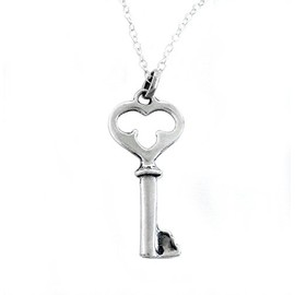 Sterling Silver Gothic Key Necklace Adjustable Chain, 16-18 Inch