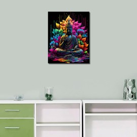 TISHIRON DIY Paint by Numbers Adults Beginners Buddha Adult Paint by Numbers Kits Religion Acrylic Painting Lotus Yoga Zen Oil Painting Crafts for Home 40 x 50 cm (Frameless)