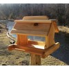 14 Inch Cedar Wood Post Mount Bird Feeder for Outdoors
