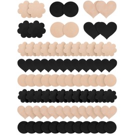 SATINIOR Women Breast Covers Disposable Bra Covers Adhesive Round Heart Petals Bra Satin Bra Cover (Black and Beige, 30 Pairs)