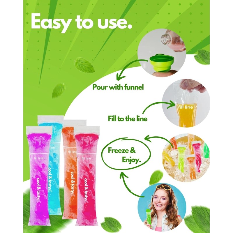 ANSMIO 150 Disposable Popsicle Mold Bags with Zip Seals, 8x2"