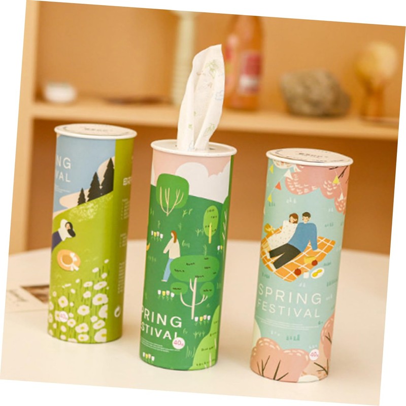 CHILDWEET 6 Tubes Car Tissue Cylinder Cartoon Pattern Tissue Boxes