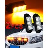 EverBrightt 2-Pack Amber/Yellow 3 LED Car Flashlight DRL Truck Emergency