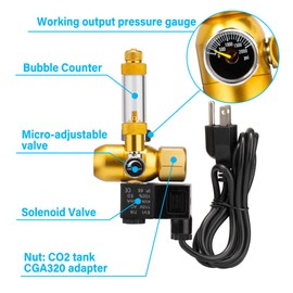 DaToo Aquarium CO2 Regulator with Bubble Counter Solenoid Check Valve Adjustable for Standard US Planted Tank CO2