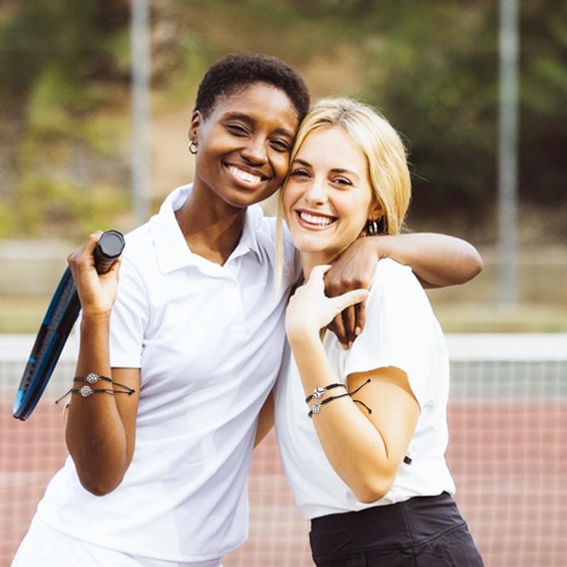 AHANDMAKER 20pcs Sports Charm Bracelets, 5 Styles Sport Theme Adjustable