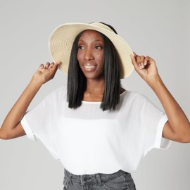 Women's Water Repellent Roll Up Visor - Sun Protection UPF 50+ Natural