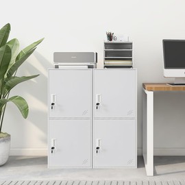 WISUNO 2 Door Vertical Stackable Storage Cabinet with Lock,Anti-Failing Device, Metal Lcoker,Organizer for Office, Home, Gym, School,Employee,Kids. (2D-White)