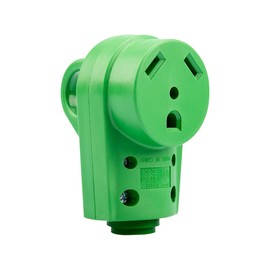 BELOMI 30 Amp RV Plug, Heavy Duty NEMA TT-30P Replacement Plug Adapter, 125V Electrical Power Connector Extension Cord End with Easy Unplug Handle, Compatible with RV Trailer（Female/Green）