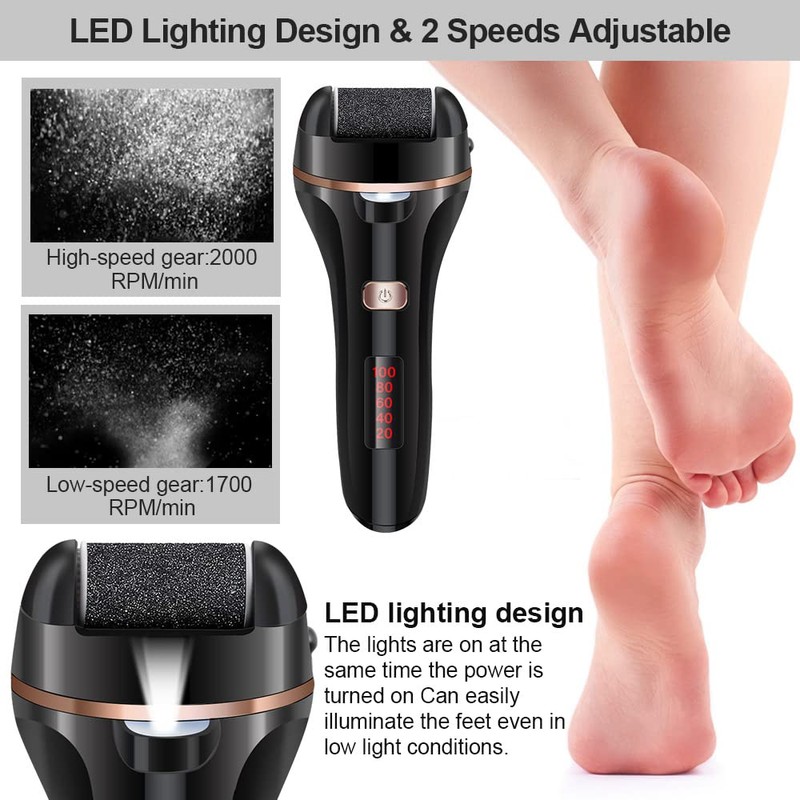 MOREVAC Electric Foot File Callus Remover, Rechargeable Pedicure Tools Foot