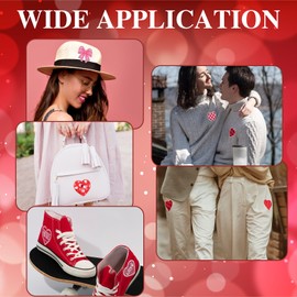 Acrebow 16 Pcs Heart Patches & Bow Knot Patches Iron On Embroidered Applique Cute Valentines Patches Sew On for Clothes Jackets Jeans Hats Fabric for Women Girls Lovers Family Valentine's Day Gift