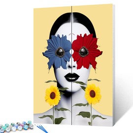 Aihonmin Graffiti Women Portrait Paint by Numbers Kits 16x20 inch Canvas flower DIY Oil Painting for Kids, Students, Adults Beginner with Brushes and Acrylic Pigment Home decoration (without Frame)