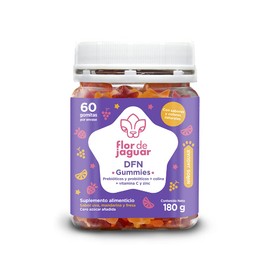 FLOR DE JAGUAR | Pack DFN Gummies (2 piezas) | Gomitas con probióticos, vitaminas y minerales | Cuida y mejora tus defensas I Sin azúcares ni conservadores | Delicioso sabor mandarina, uva y fresa I Ideal para toda la familia, 180 gr c/u
