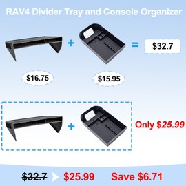 JDMCAR 2PCS Center Console Organizer Tray and Armrest Storage Box compatible with Toyota RAV4 2024 2023 2022 2021 2020 2019 and 2021-2024 RAV4 Prime Insert Secondary Storage Box Accessories