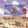 20 Napkins Beach Scene / Shells / Lighthouse / Ship / Sea / Lake / 33 x 33 cm