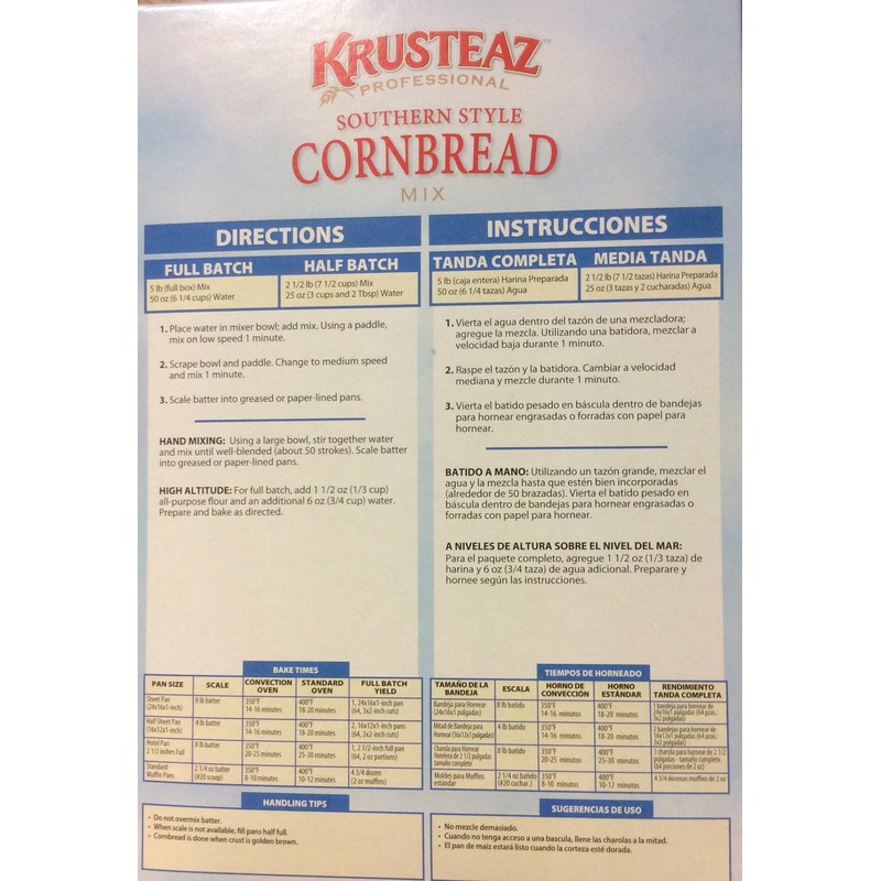 Krusteaz Old Fashioned SOUTHERN STYLE CORNBREAD Mix 5lbs. Restaurant Quality