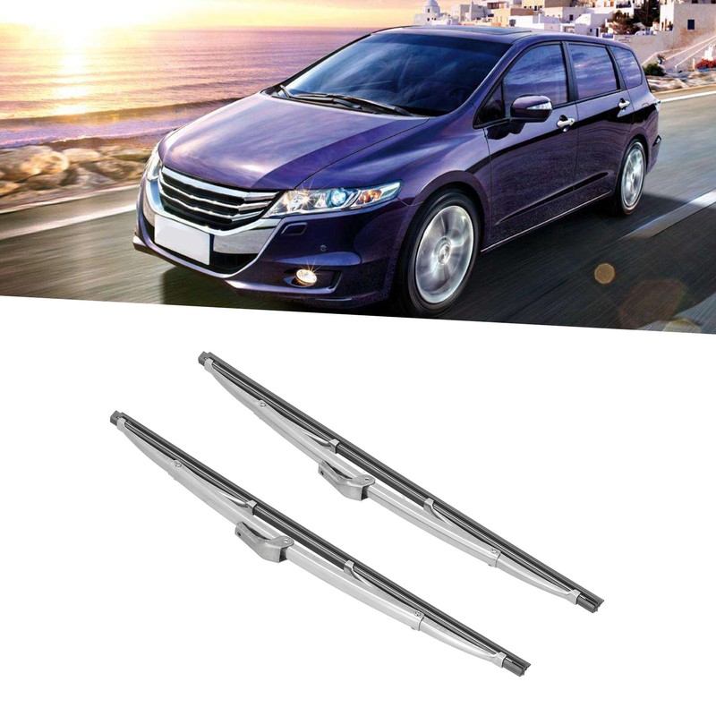 12in/30.48cm Front Windshield Wiper Blades Stainless Steel Polished Silver Universal