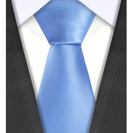 Tie G - Juego de 5 corbatas en caja de regalo, color blanco o negro: corbata de color sólido, pajarita de satén, cuadrado de bolsillo, solapa, gemelos, D- Caja negra azul cielo, Regular