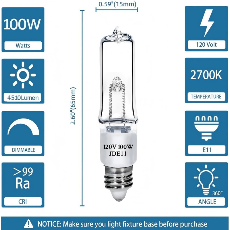 Lachesan JDE11 120V 100W T4 Mini Candelabra Base（Replacement E11 Led