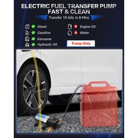 Gasoline Transfer Pump 12V, Electric Fuel Transfer Pump for Gas, Diesel, Kerosene, 3.4 GPM High Flow Rate Gas Extractor Pump for Trucks, Tractors, Boat, Self-priming Diaphragm Pump
