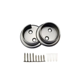 QCAA Heavy Duty Solid Metal Closet Rod Socket Set, 1-3/8'', Satin Nickel, 1 Pair, Made In Taiwan