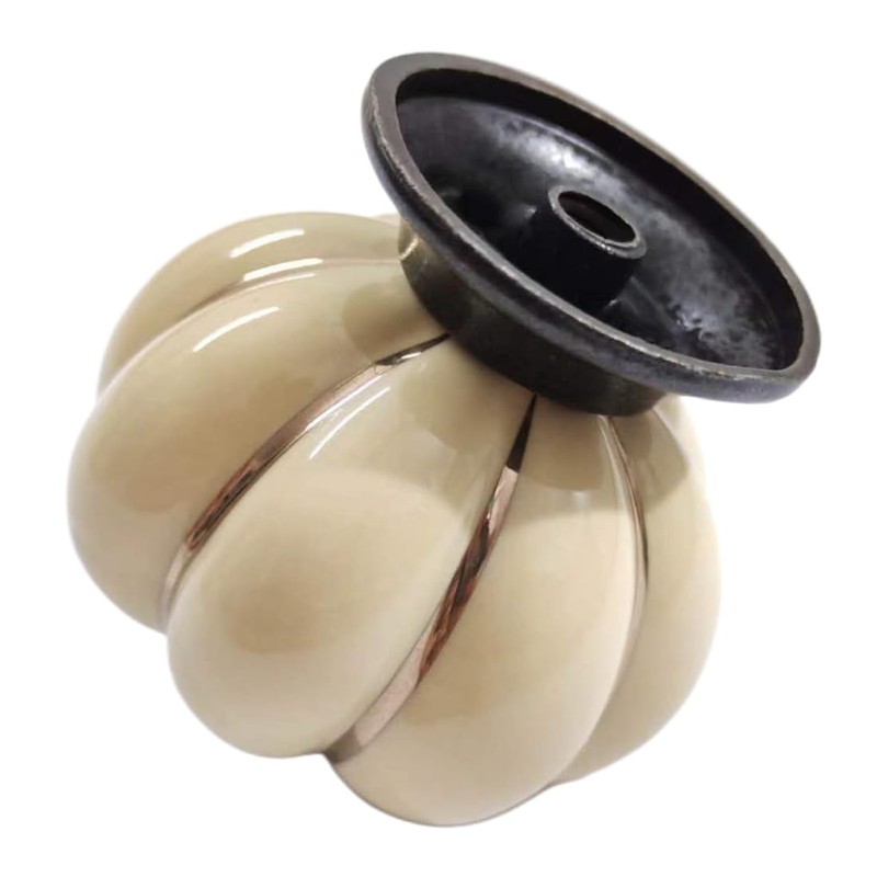 Wannianmu 5 Pack Vintage Ceramic Pumpkin Cabinet Knobs, Kitchen Cabinet