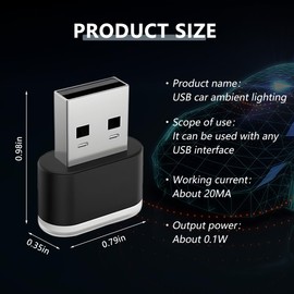 FALVFUN 4PCS USB LED Car Interior Atmosphere Lamp, Portable Plug-in Mini Vehicle Night Light, Automotive Trunk Ambient Lighting Decoration Kit, Universal for SUV Sedan Truck (Multicolor)