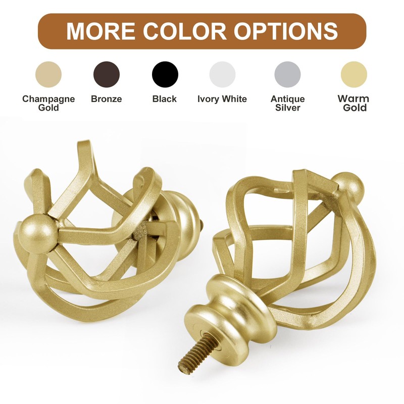 KAMANINA Top-Bead Twisted Cage Replacement Finials for 3/4 or 5/8