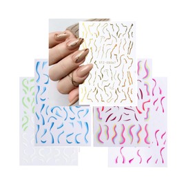 Winning Smile 6 Sheets Nail Art Decals 3D Embossed Stickers (Colorful lines-WS11)