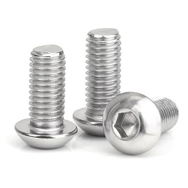 M3-0.5x10mm Button Head Socket Cap Screw,M3 10mm Screws,Allen Hex Drive Button Head Bolt,Stainless Steel Machine Bolts,Full Thread,Bright Finish,Coarse Thread 100Pcs