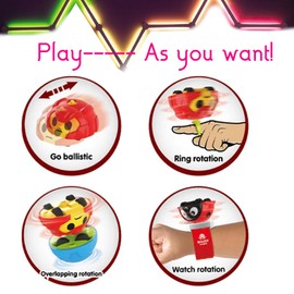 Triplo-Toy Magic Pull back Car - Fidget Spinner and Wristwatch - DIY Creative spinning toy rotate on finger ring & cone - Gift for kids - Makes your Christmas, birthday special! (Triplo - Red Avng.)