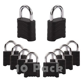 SEPOX 10Pcs 4Digit Combination Padlock, Short Shackle Outdoor Weatherproof Design of Hidden Password, Use for Sheds, Locker, Gym, Garden, Fences, Black