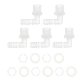 HOPESPANNER Plastic Hose Barb Fitting 5/16" Hose ID G3/8 Male NPT Elbow Barb Connector PP 1 Set