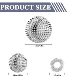 Fyihoxi Pack of 2 Magnetic Acupressure Balls & 5 Acupressure Ring Fingers, Magnetic Acupressure Balls, Hedgehog Ball, 32 mm, 47 mm Diameter Skills, Borderline Set for Stress Relief or Massage