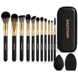SODAWAY Set de Brochas para Maquillaje 14 Piezas con Esponja y Alfombrilla Limpiadora para un Maquillaje Completo Fácil y Rápido, Cerdas Suaves...    