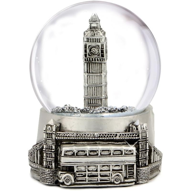 Mini London Snow Globe Silver 2.5 Inches Tall