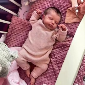 Wamdoll 19Inches Sweet Sleeping Cuddly Baby Rooted Hair Reborn Doll with Weighted Cloth Body Realistic Newborn Girl Dolls Lifelike, May God Bless You