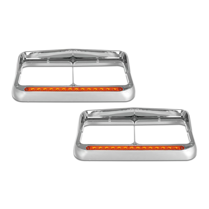 KOZAK C500 Headlights Bezels Chrome with 12" Amber/Yellow LED Light