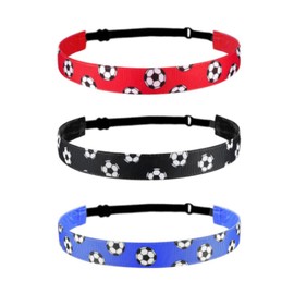 3 Pcs Adjustable Non-Slip Soccer Headband Athletic Head Band Sweatbands Sports Non Slip Ring for Boys and Girls Sports