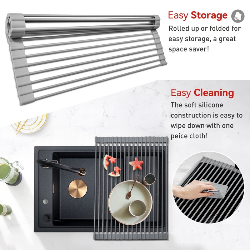 MERRYBOX Roll Up Dish Drying Rack, Over The Sink Dish