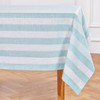 Solino Home Stripe Linen Tablecloth - Aqua and White, 100%