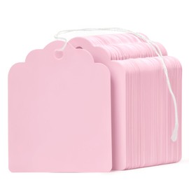 Uniclife 200 Pcs Price Tags with String Attached 1.8 Inch Writable Pink Hang Tags String Tags for Pricing Clothing Jewelry Price Display Labels Blank Merchandise Marking Paper Tags, 1.8" x 1.38"