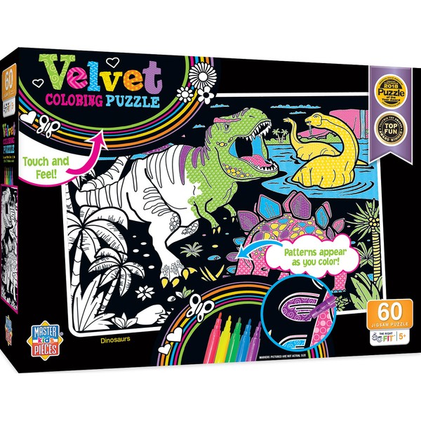 MasterPieces 60 Piece Jigsaw Puzzle for Kids - Dinosaur Velvet Coloring - 14"x19"
