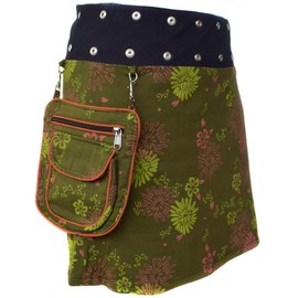 Gheri Floral Short Popper Removable Pocket Reversible Cotton Skirt, I