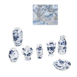 Doll House Vase Vessel Vase Mini Vase Blue and White Porcelain with A Strong Chinese Style Suitble for Doll House Living Room,Window