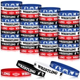 Quelay 100 Pcs Wrestling Silicones Bracelets Wrestling Rubber Wristbands Match Sports Gifts for Wrestlers Teams Moms and Coaches Birthday Grapple Game Jewelry Party Favors Supplies Decorations