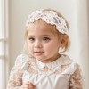 Bethynas Baby White Lace Elastic Headband Toddler Hair Bow Baptism